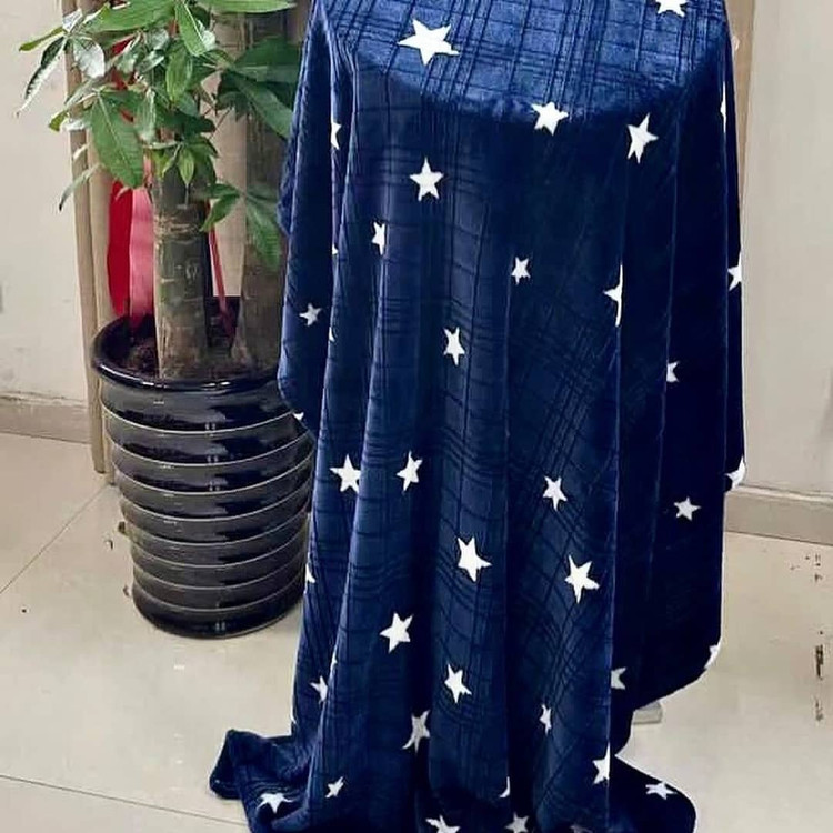 پتوی مسافرتی یکنفره طرح ستاره رنگ سورمهای