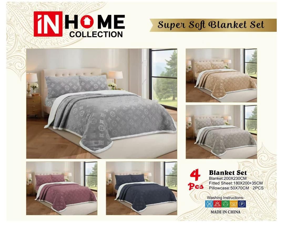 روتختی مخمل 4 تکه(یک عدد کاور خوشخواب، دو عدد روبالشتی، یک عدد پتو)